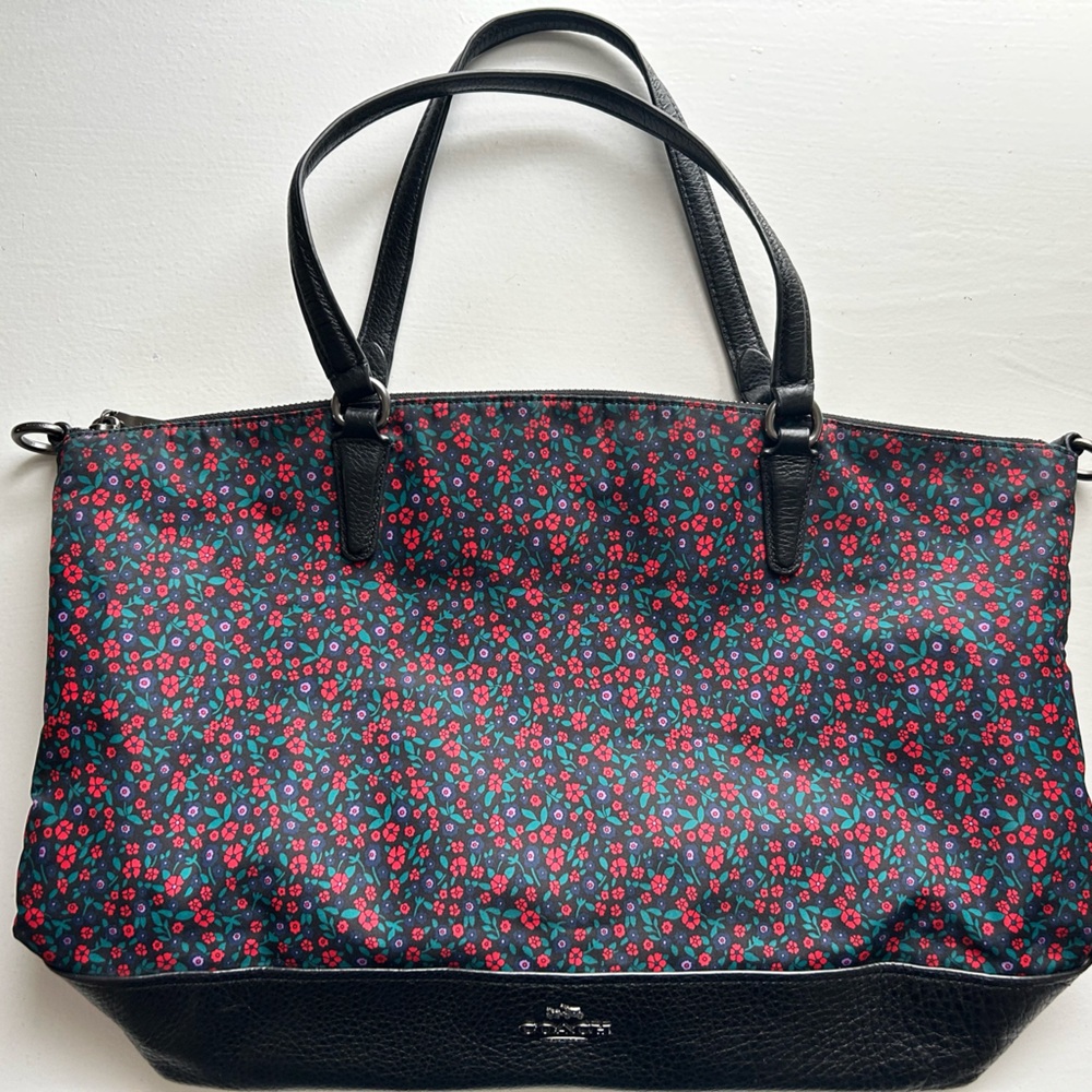 Coach Floral Black Tote Bag
